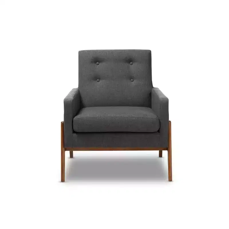 Dark Gray / Gray Armless Lounge Chair with Walnut Wood Frame