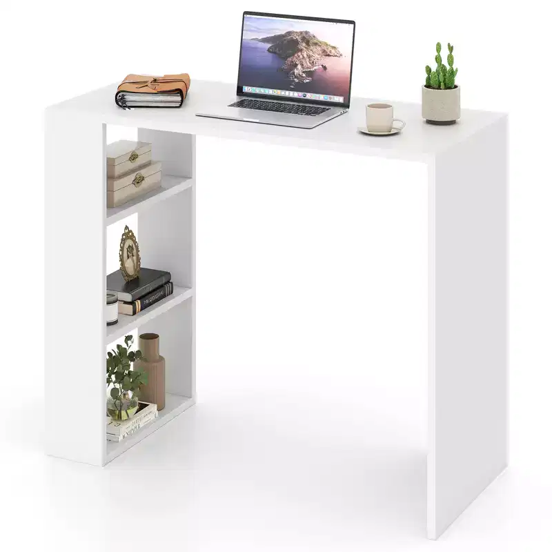 Costway 36 Compact Writing Desk w/ 3 Open Shelves Freestanding Anti-tipping Kit