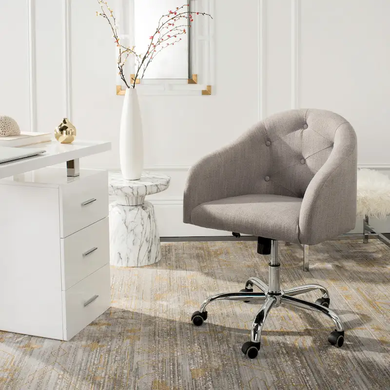 SAFAVIEH Hugrin Tufted Swivel Adjustable Office Chair - 24Wx22Dx35H