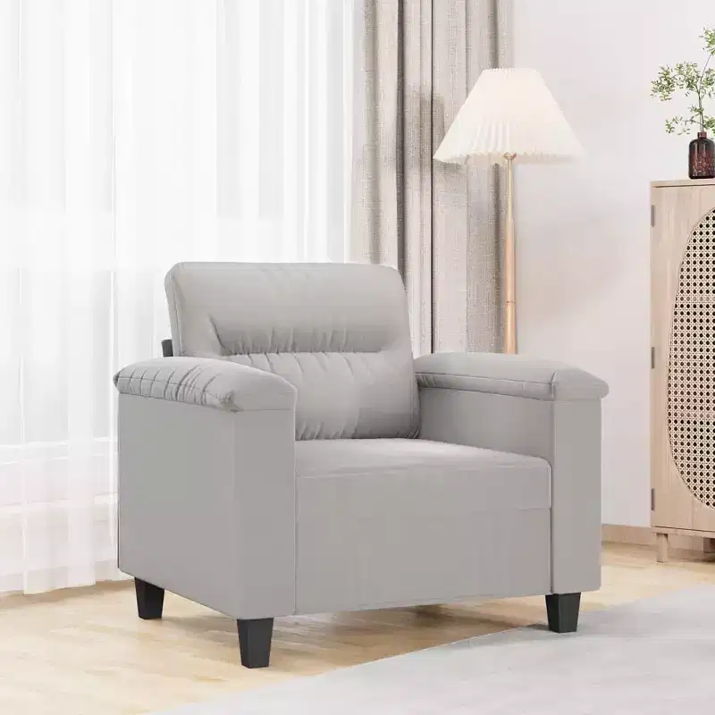 vidaXL Sofa Chair Light Gray Microfiber fabric, metal, plywood Compact