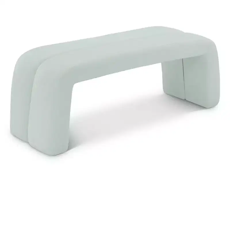 Arc Mint Vegan Leather Bench – Deep Channel Tufted, Contemporary Design