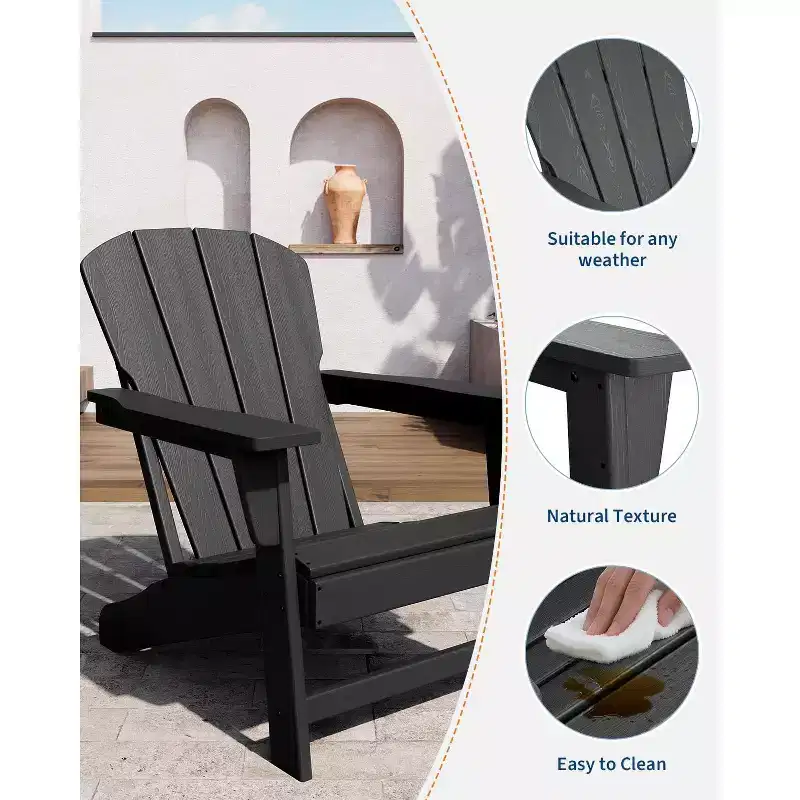 Oversized HDPE Adirondack Patio Chairs Set of 4  380 LB Heavy Duty  Weather Resistant Poly Lumber, Ideal for Deck, Pool, Porch, Fire Pit