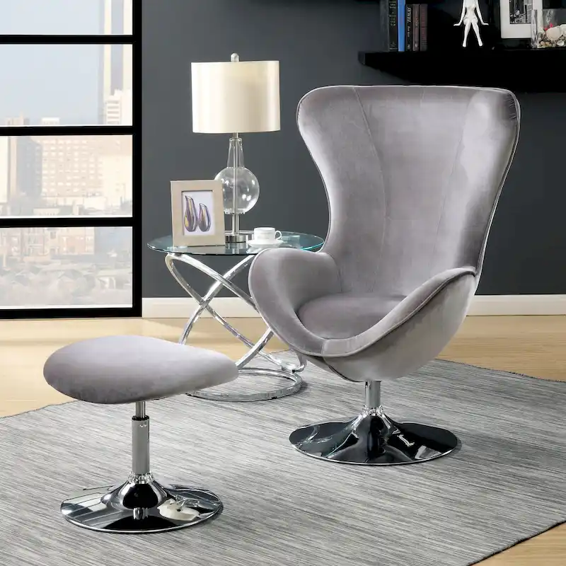 Cher Modern Fabric 2-piece Accent Chair and Ottoman Set by Furniture of America