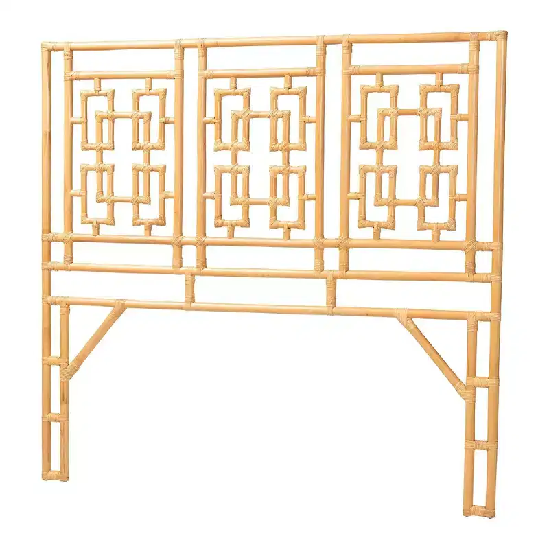 bali & pari Queen Size Galvan Rattan Standalone Headboard Light Honey
