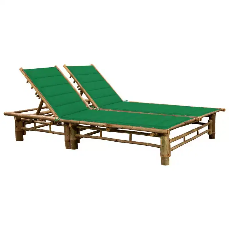 vidaXL Sun Lounger Natural bamboo, (cushions)