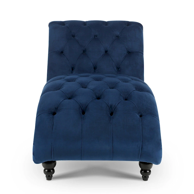 Blue 27.17 Buttons Tufted Chaise Lounge Chair with Nailheads