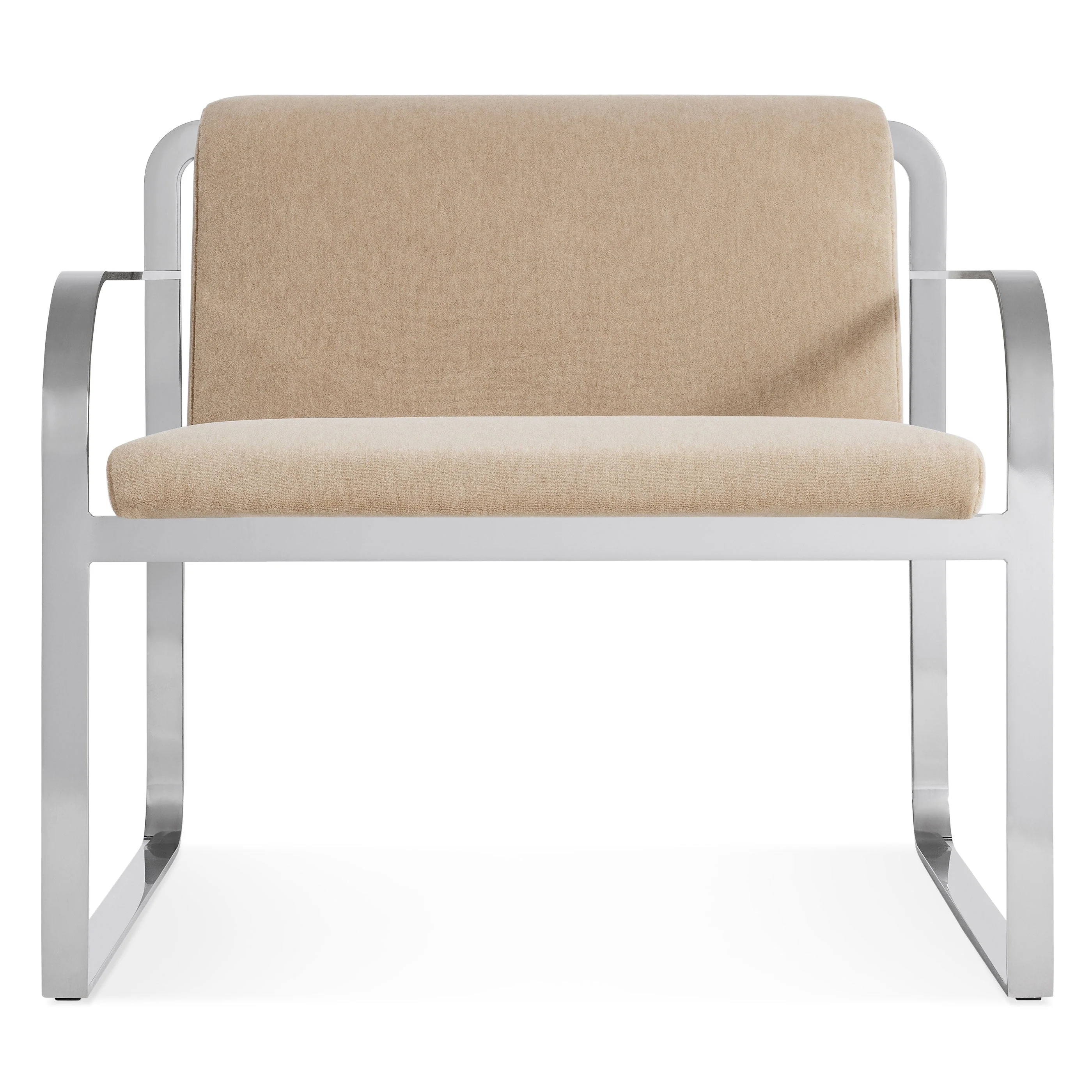 Modern Stone Fabric Lounge Chair with Chrome Steel Frame for Living Room