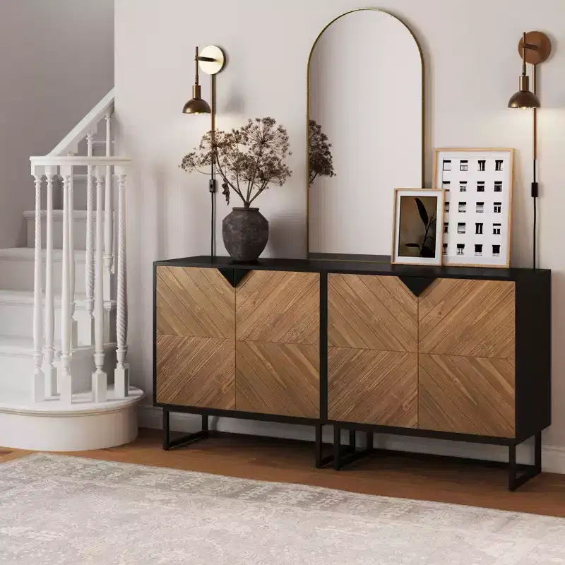 Enloe Console Table with Wood Doors Black