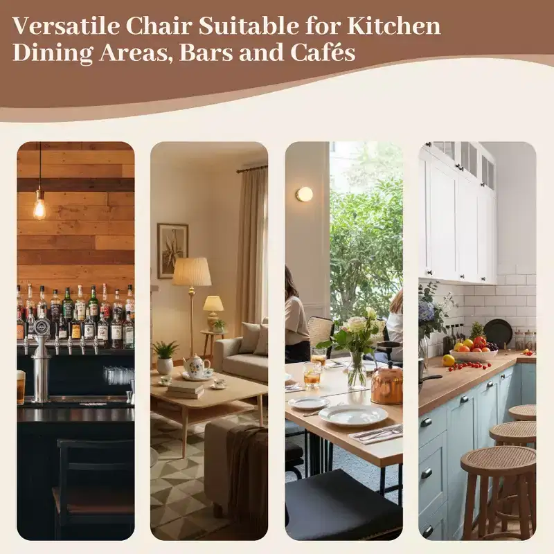 Soft Fabric Dining Chair with Sweeping Backrest & Wood-Look Legs, Kitchen Side Chair with Integrated Footrest