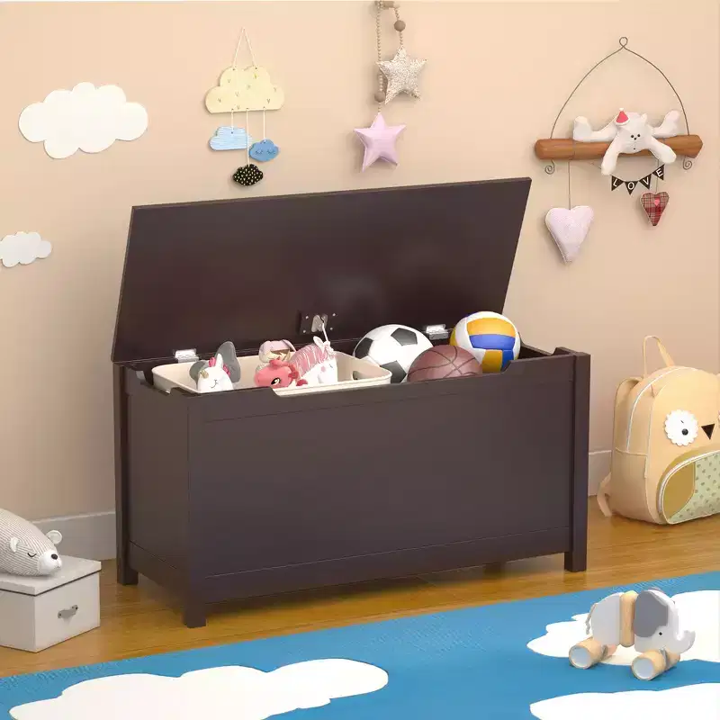 Kids Toy Box Storage with Safety Hinged Lid, Quick Assembly