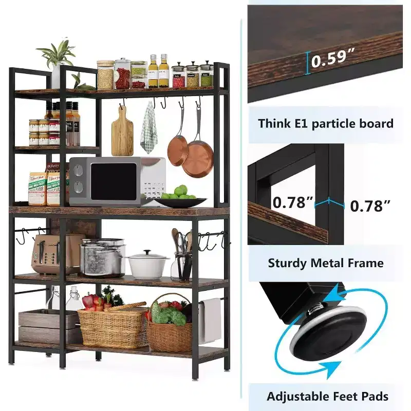 LITTLE TREE 5 Tier 43" Bakers Rack Brown/Black