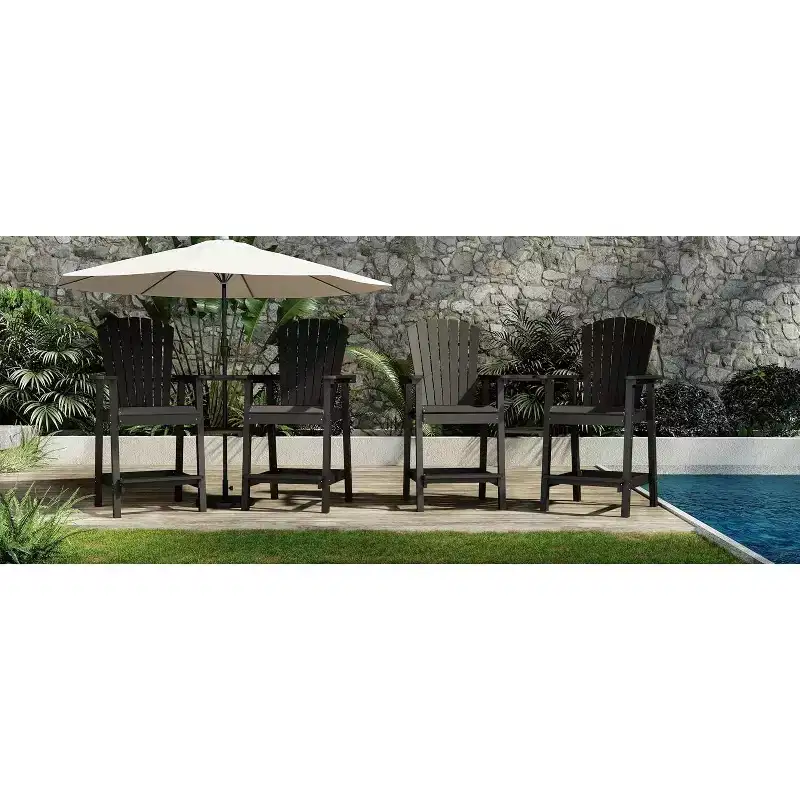 COZONY Outdoor Tall Adirondack Chairs Set of 4, HDPE Barstools with Connecting Tray