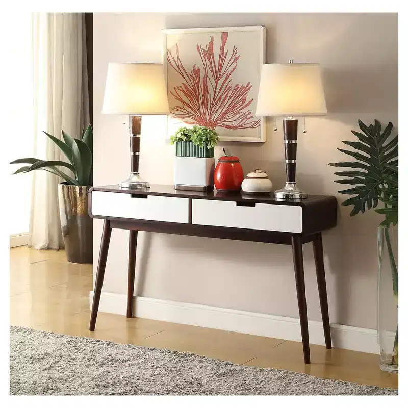 Acme Furniture Sofa Table Walnut White