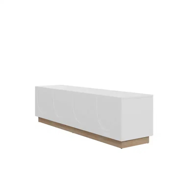 Nexera Nauraa TV Stand for TVs up to 80" White: Modern Console with Adjustable Shelves, Cable Management
