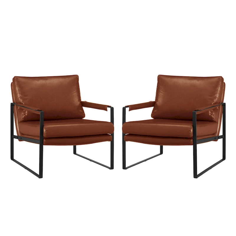 Art Leon Modern Faux Leather Accent Chairs Set of 2