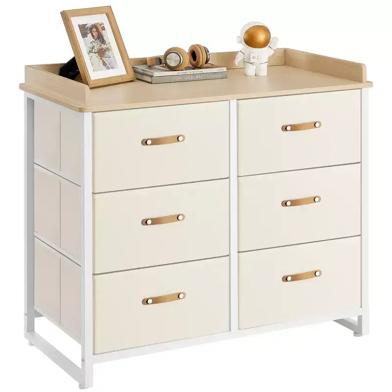 SONGMICS Kids Dresser with 6 Drawers Boys Girls Dresser for Baby with Water-Resistant Changing Table Storage Organizer Cabinet