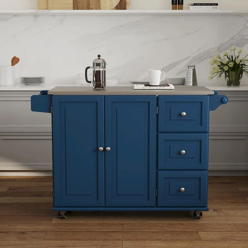 Dolly Madison Kitchen Cart with Stainless Steel Top by Homestyles