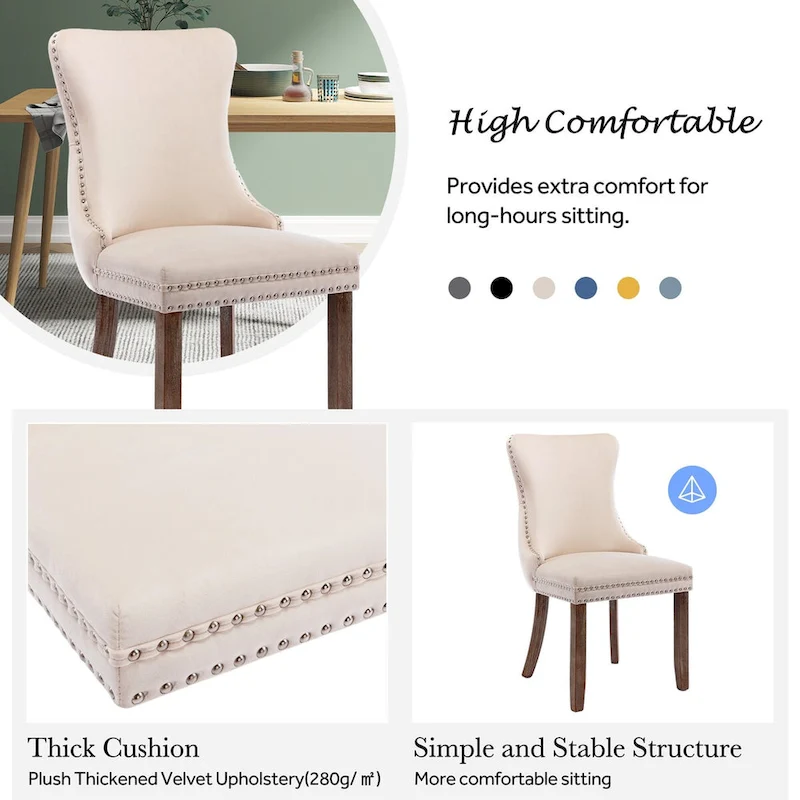 KATA Velvet Upholstered Wingback Dining Chairs Set of 2