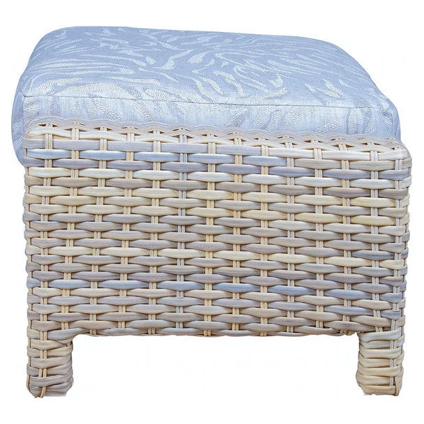All-Weather Outdoor Ottoman with UV-Resistant Wicker in Brown