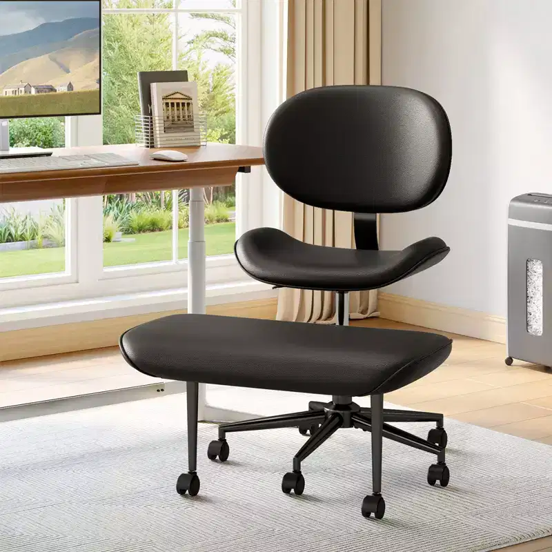 Pinmoco Armless Cross Legged Office Chair, Extra Wide Seat, 360 Swivel Design, Ergonomic Desk Chair for Home Office, Gaming & Meditation