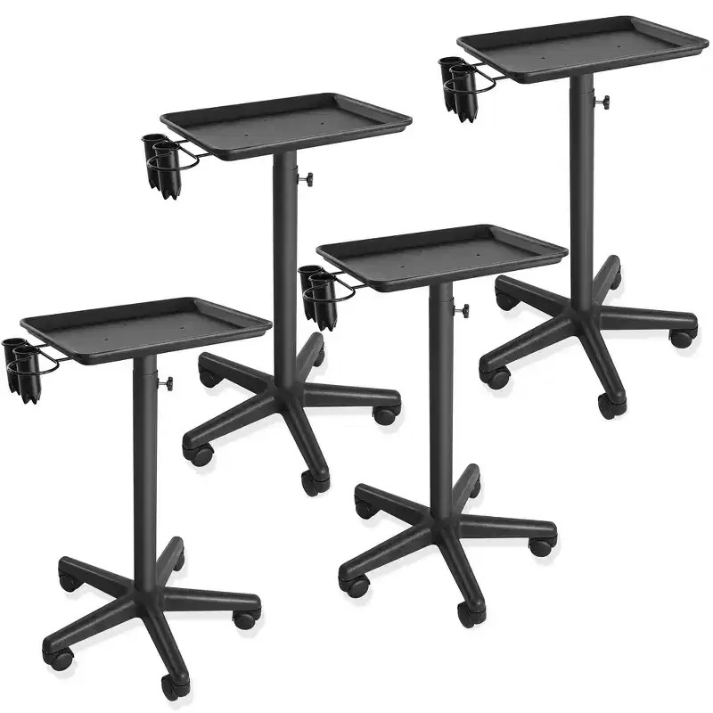 Premium Aluminum Instrument Tray — Hair Stylist Trolley with Accessory Caddy, Black