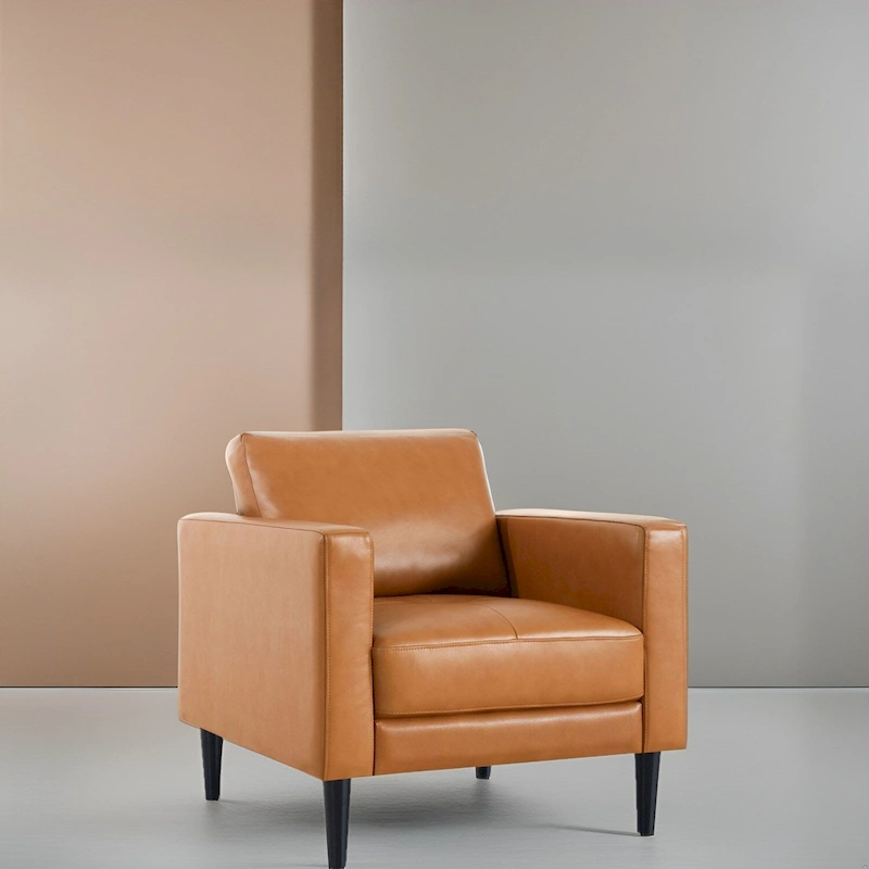 Premium Cowhide Leather Chair With High Density Cushions and Large Seating Space