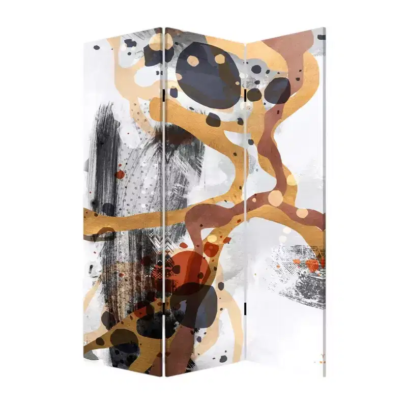 Black & White Canvas Folding 3-Panel Room Divider