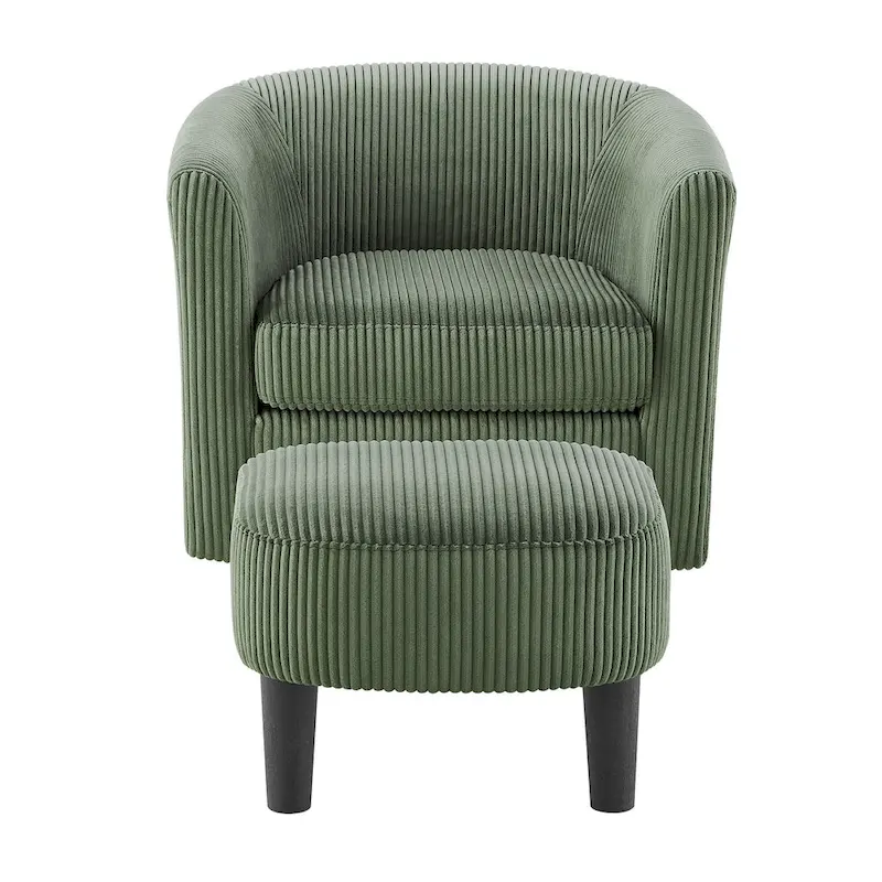 Green 26.38 Upholstered 360 Swivel Arm Chair with Ottoman