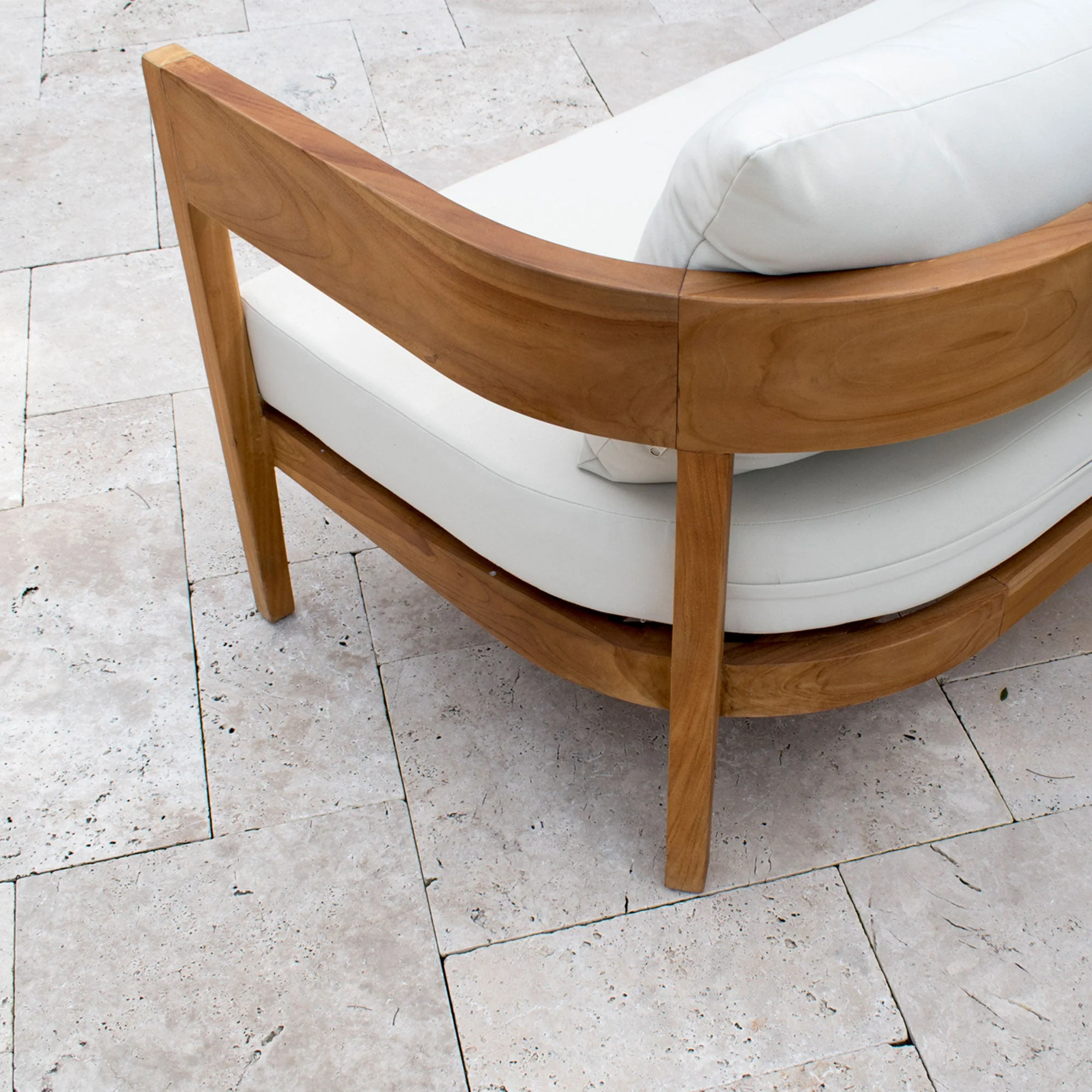 Teak Outdoor Sofa Natural Finish with Cream Cushions