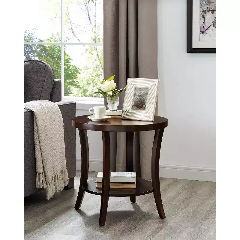 Roundhill Furniture Perth Contemporary 3-Piece Oval Coffee Table with End Tables Set, Espresso