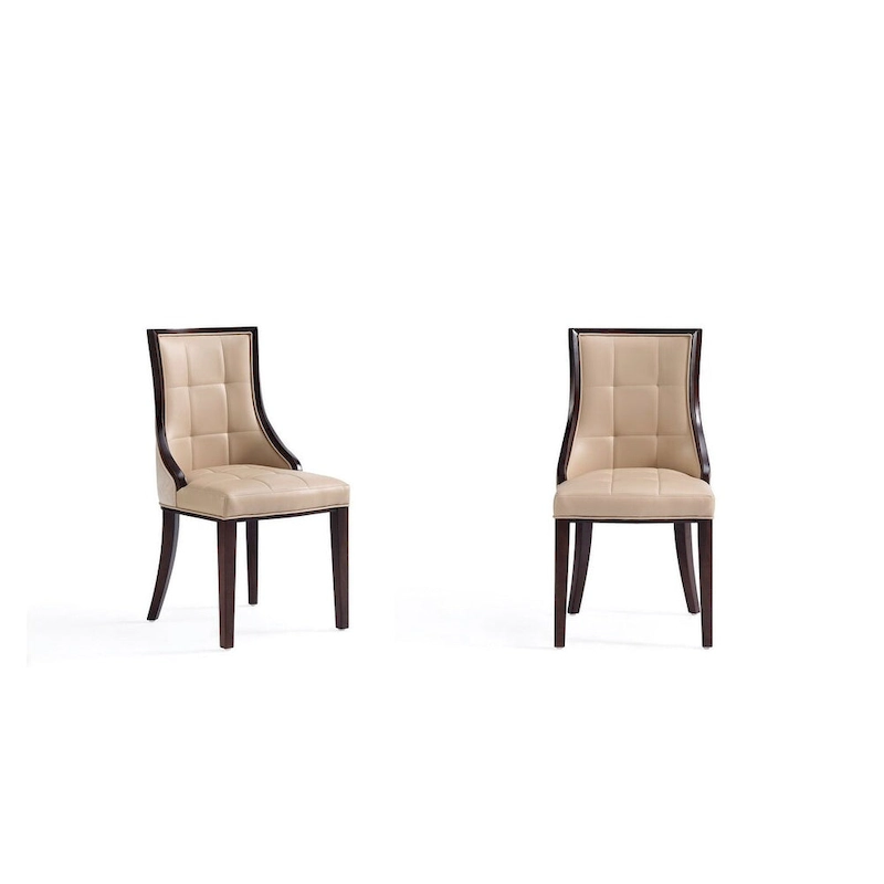 Fifth Avenue Cream and Walnut Faux Leather Dining Chair (Set of Two)