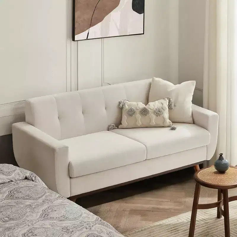 Dyonery 66'' Loveseat Sofa, Mid Century Modern Love Seat Sofas and Comfy Linen Couches for Living Room, Easy Assembly