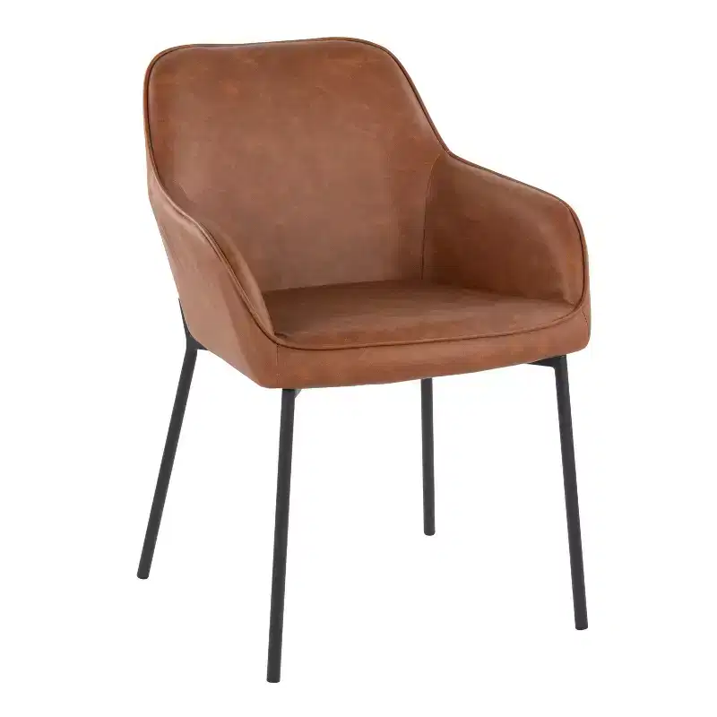 Set of 2 Daniella PU Leather/Steel Dining Chairs Black/Camel - LumiSource: Upholstered, Foam-Filled, Spot Clean