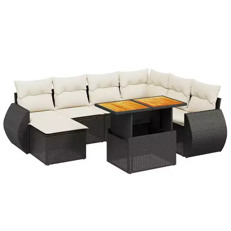 vidaXL Garden Sofa Set PE rattan Standard Adjustable Armrests
