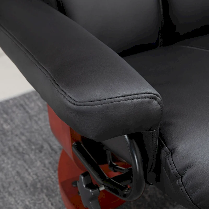 HOMCOM Recliner Chair with Ottoman, 360 Swivel Reclining Chair with Wood Base and Matching Footrest, Black