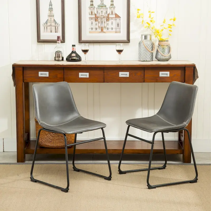 Carbon Loft Inyo Faux Leather Armless Dining Chairs (Set of 2)
