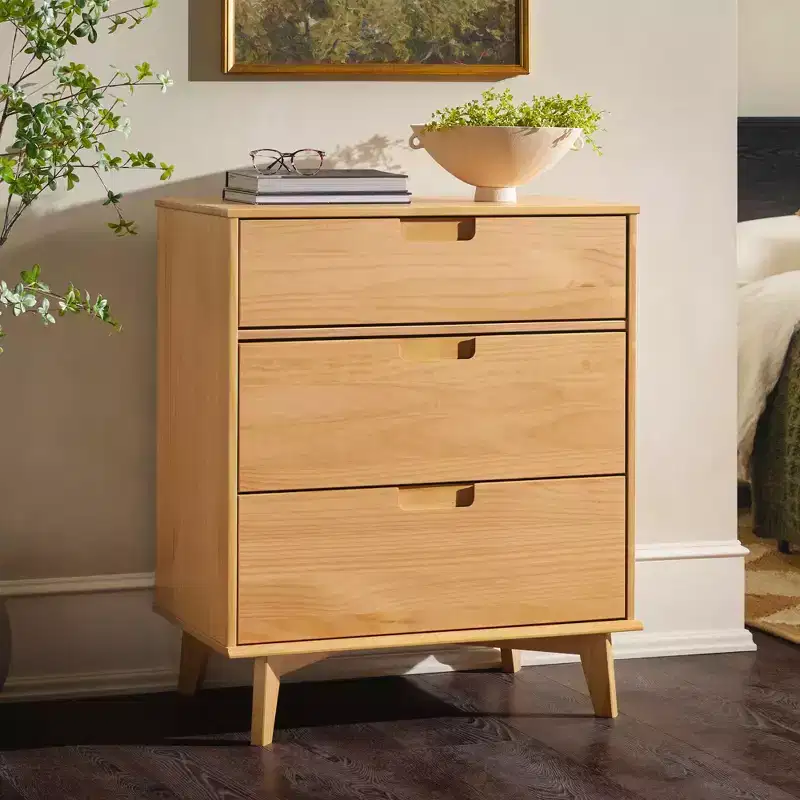 Mid-Century Modern Wood 3-Drawer Dresser - Walker Edison