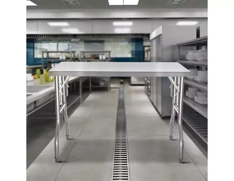 48  30 Inch Worktable with Undershelf - Heavy Duty Stainless Steel Folding Table with Adjusting Foot, Commercial Kitchen Food Prep Table