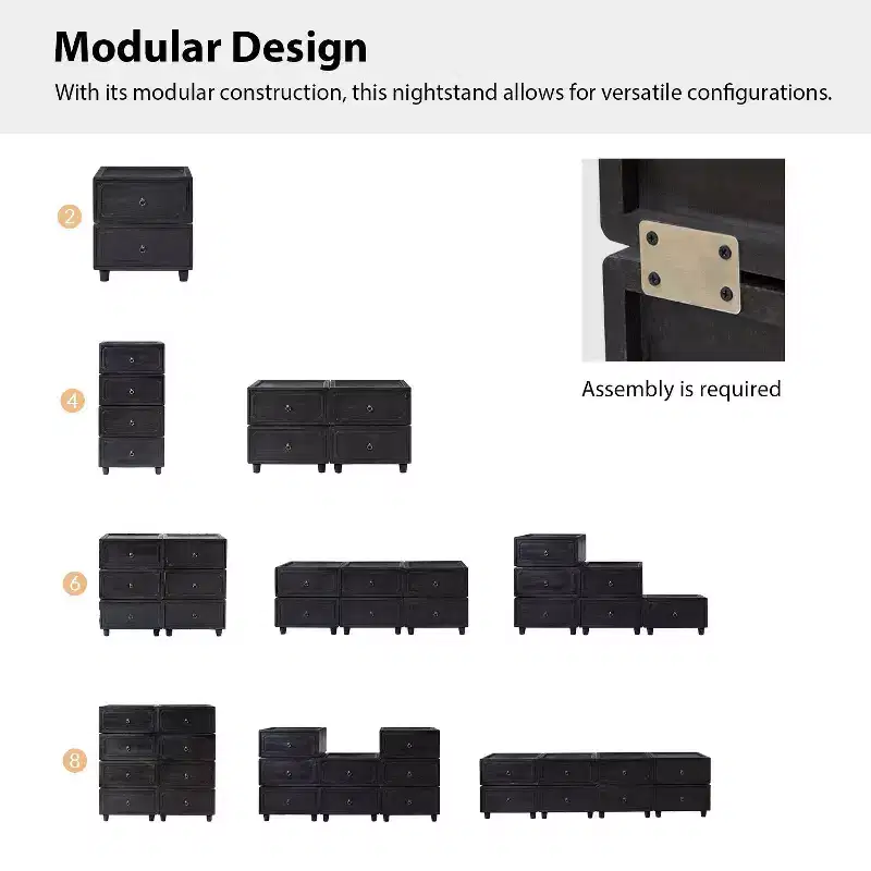 Oddone 2 - Drawer end table Set of 3 With Modular Design| ART OF LIVING DESIGNS