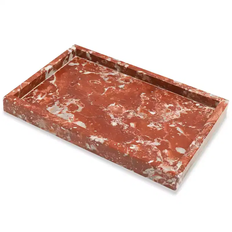 Natural Marble Jewelry Tray Organizer – Genuine Marble Stone Tray for Vanity, Bathroom & Home Decor