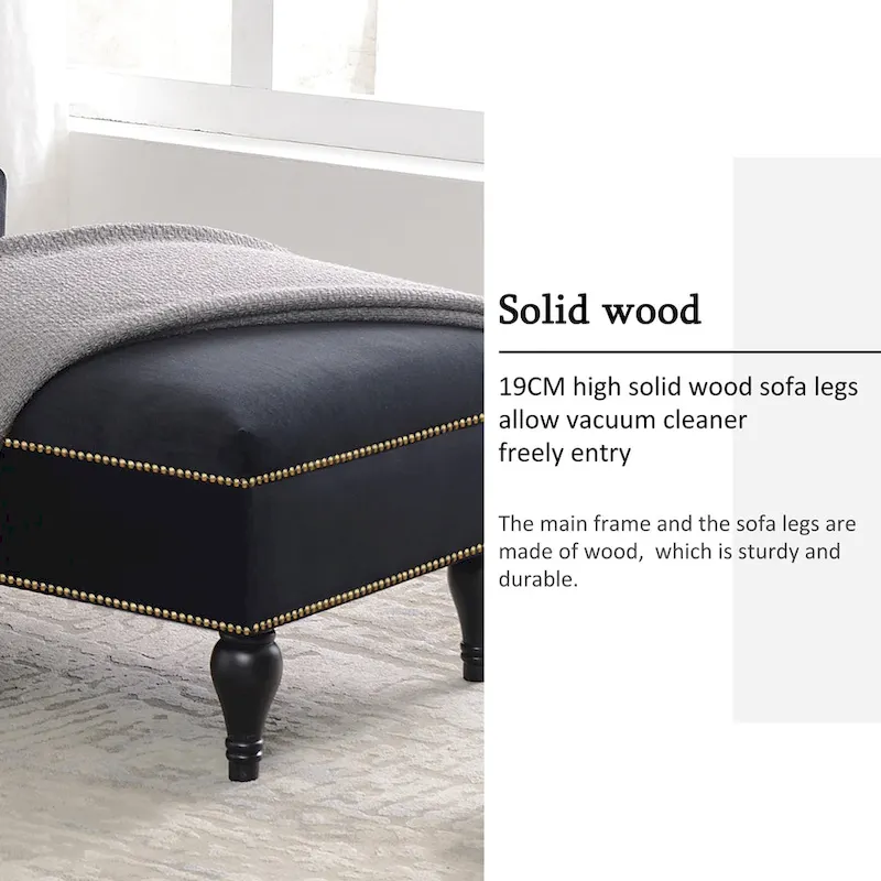 [New+Video] 58Velvet Chaise Lounge - 26.50 x 58.00 x 28.60