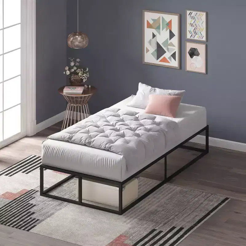 Heavy-Duty Steel Platform Bed Frame with Wood Slats, No Box Spring Needed