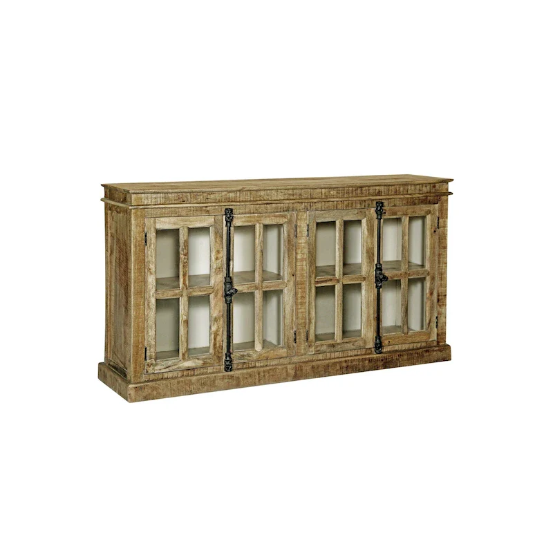 Solid Mango Wood 4-Door Credenza 71