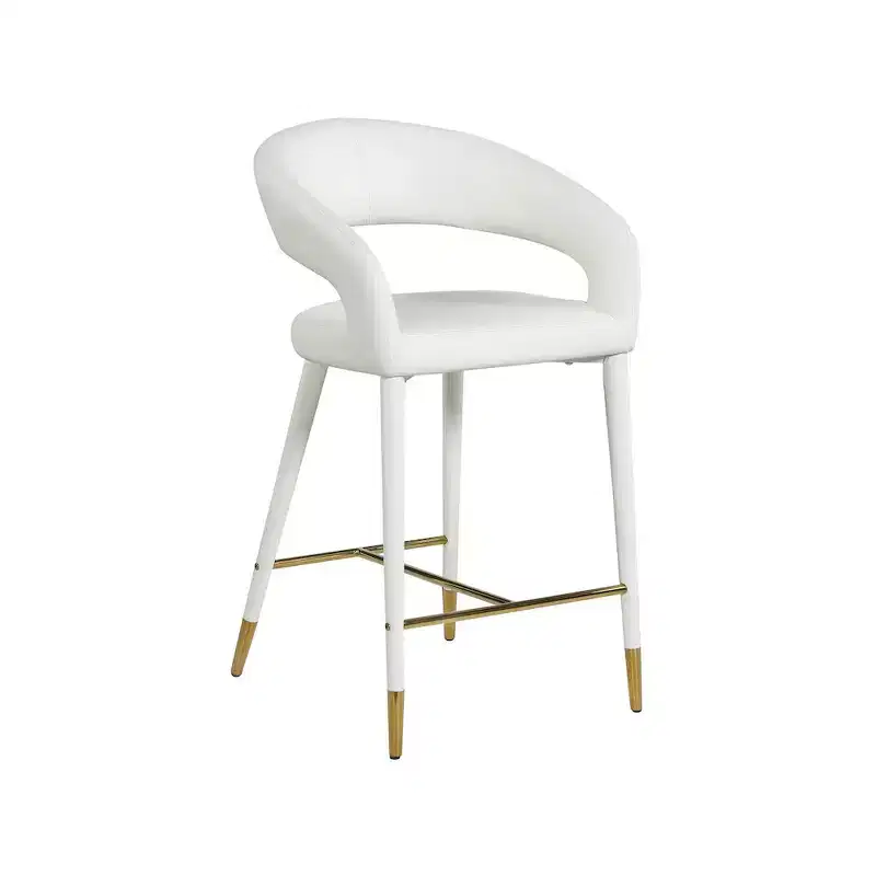 Meridian Furniture,Destiny White Vegan Leather Stool