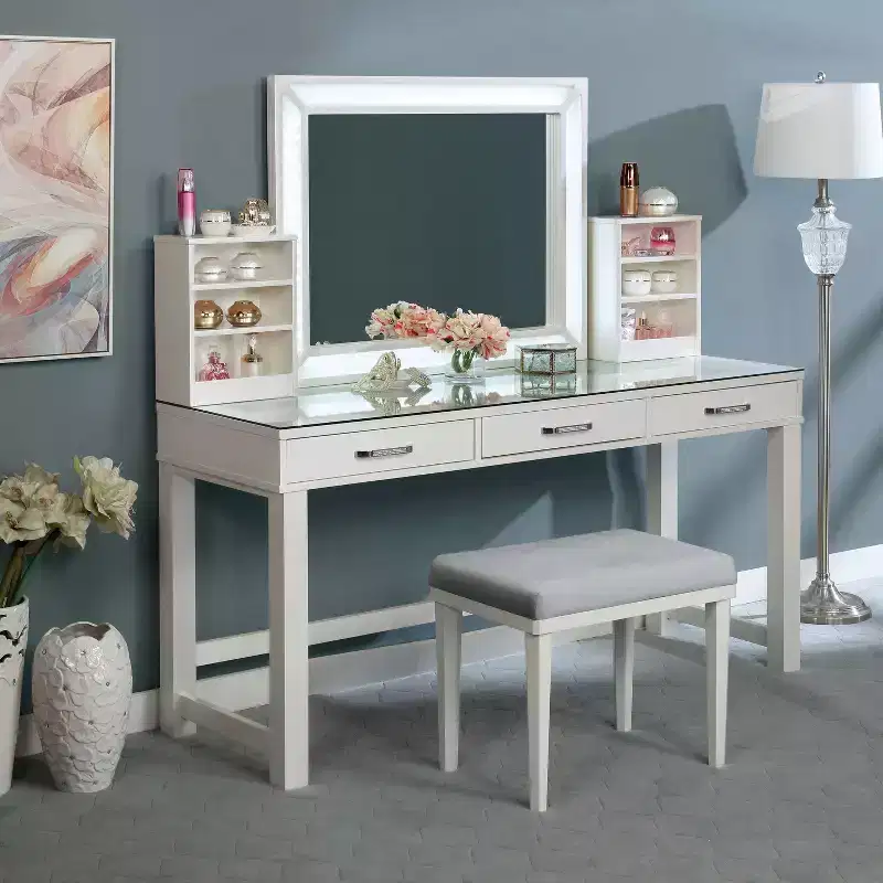 Wreston Storage Drawers Vanity Set Luminous White - miBasics