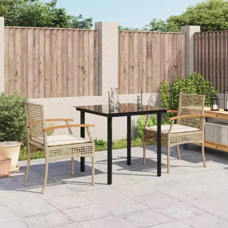 vidaXL Outdoor Dining Set with Cushions - Poly Rattan