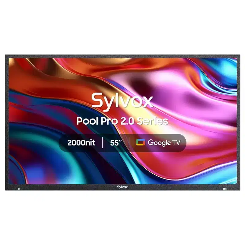 SYLVOX Outdoor Smart TV, 55 4K 2000nits Full Sun Outside TV, IP55 Waterproof, Latest Google TV with Dobly Atmos (Pool Pro 2.0)