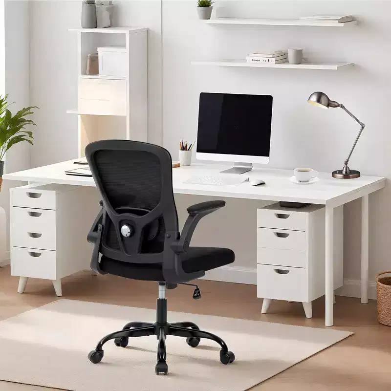 Ergonomic High-Back Office Chair, Adjustable Lumbar & Headrest, Flip-Up Armrests, Black