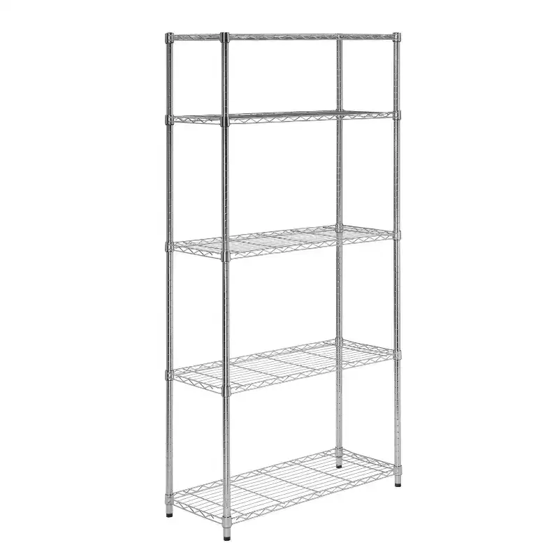 5 Tier 200lb per shelf Shelving Unit Chrome: Steel Wire Shelving, 72