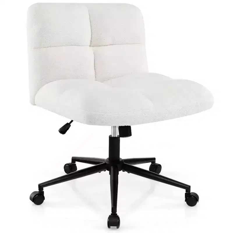 Costway Cross Legged Chair with Wheels Padded Seat Adjustable Height for Bedroom Beige/Gray